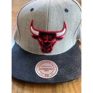 Mitchell & Ness Chicago Bulls Snapback Hat Gray Black Hardwood Classics NBA Cap